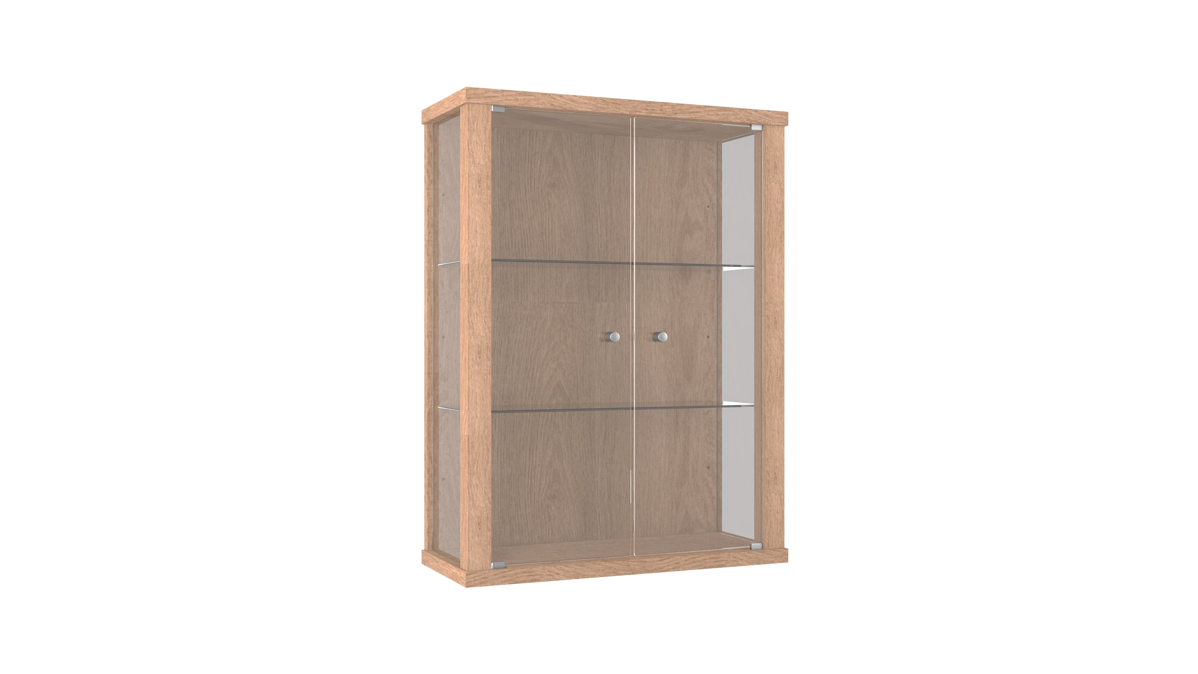 Hängevitrine mit 2 höhenverstellbaren Glasböden