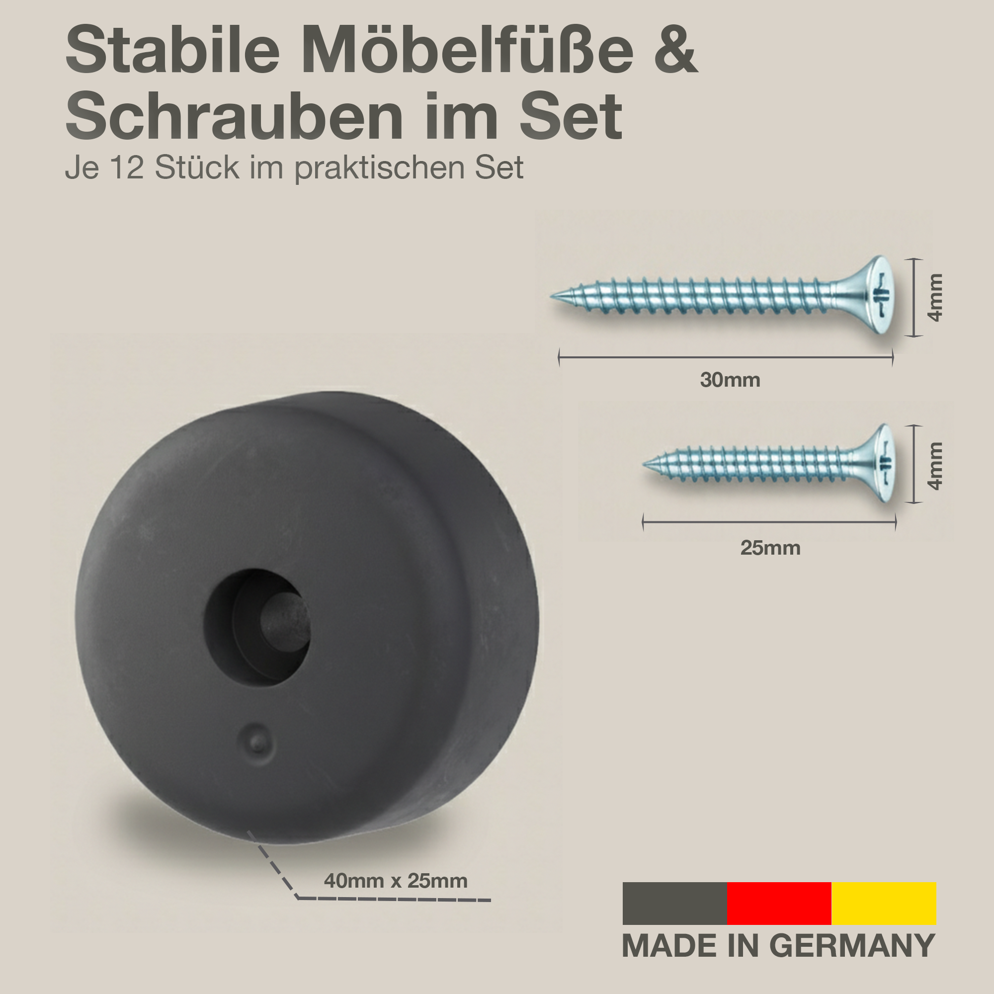 Möbelfüße 40x25mm